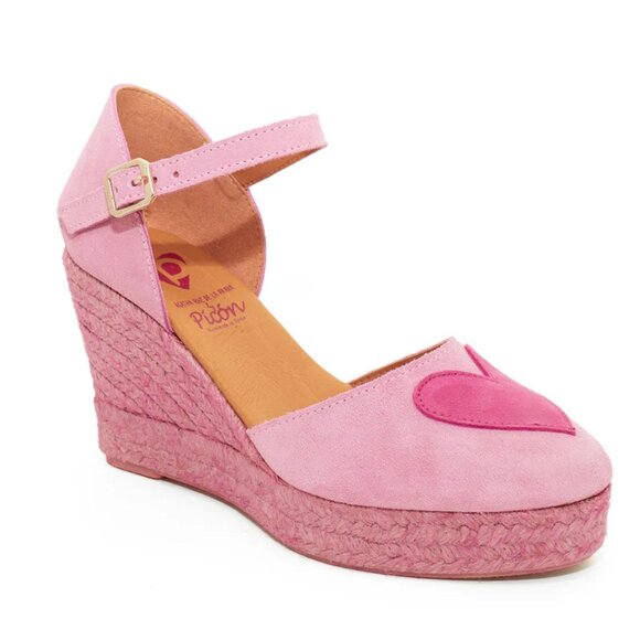 AGATHA RUIZ DE LA PRADA ALPARGATHA BARBI PINK Sz 40 (9) Suede Espadrilles Hearts - Picture 1 of 10